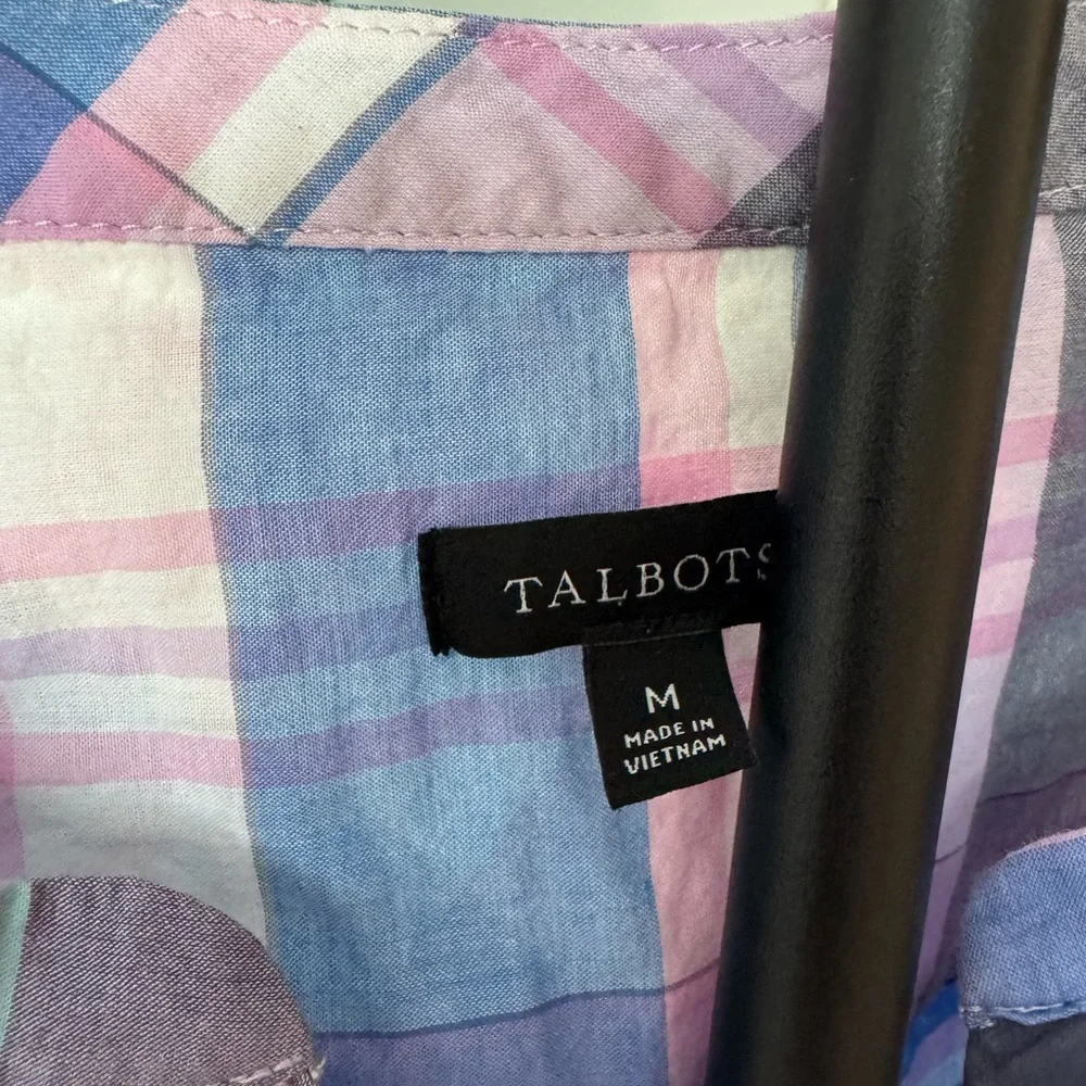 Talbots Multicolor Plaid Blouse US-Medium - Picture 4 of 8